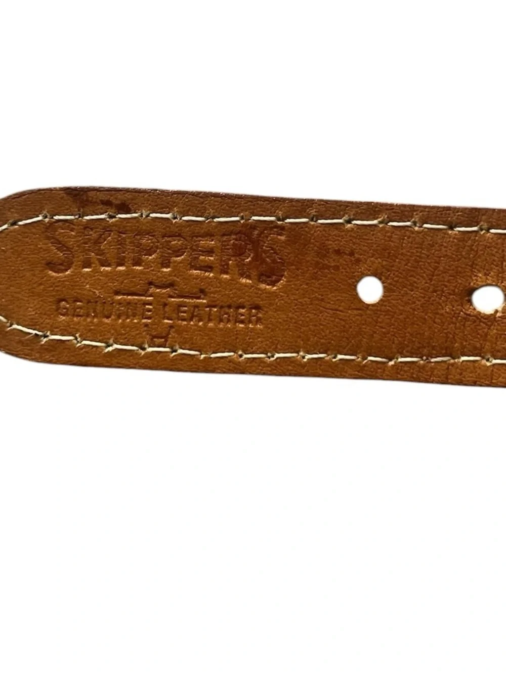 Skippers Men’s Sz 38-40 Belt Genuine Leather Canvas Ribbon Nautical Boating